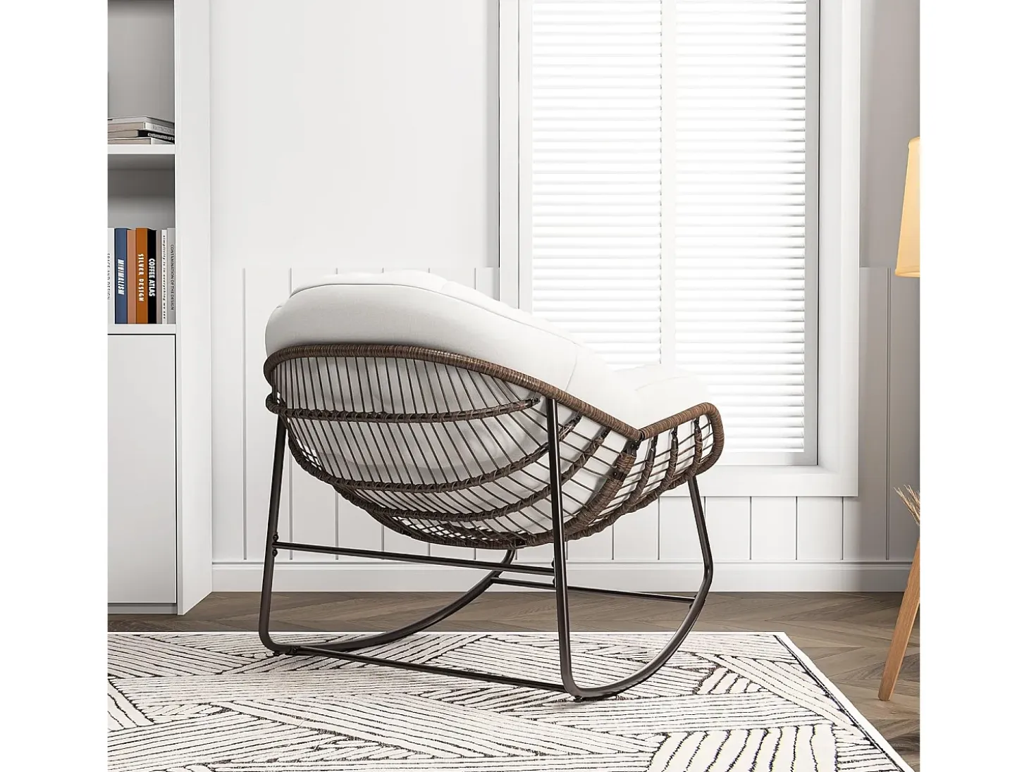 Mecedora - Mecedora extragrande - con asiento tapizado, beige