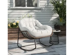 Mecedora - Mecedora extragrande - con asiento tapizado, beige