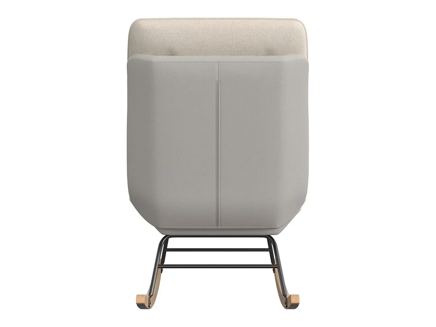 Mecedora - Patas de madera - Respaldo ajustable en 12 posiciones - Tejido técnico - Para salón y dormitorio - Beige