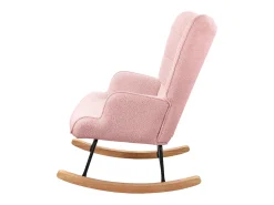 Mecedora - Sillón orejero tapizado - Patas de metal y madera maciza - Terciopelo Teddy