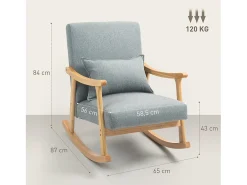 Mecedora Berta Homcom reposabrazos + cojín lumbar gris 84x65x87 cm