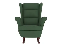 Mecedora con patas de madera y taburete Verde oscuro