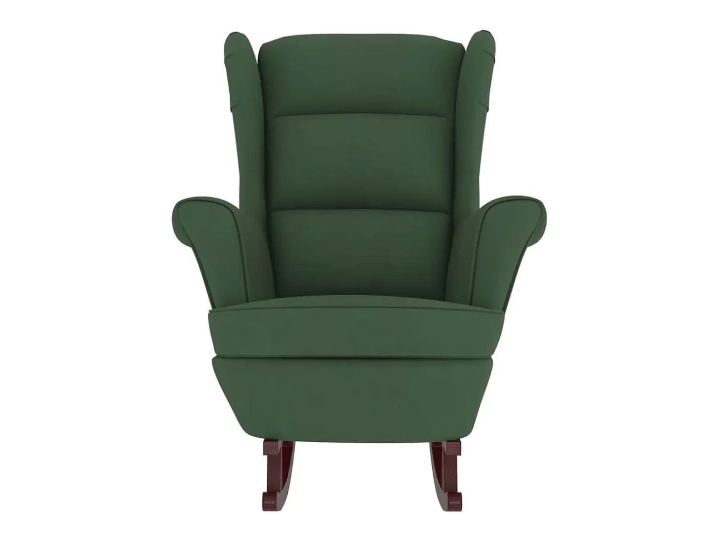 Mecedora con patas de madera y taburete Verde oscuro
