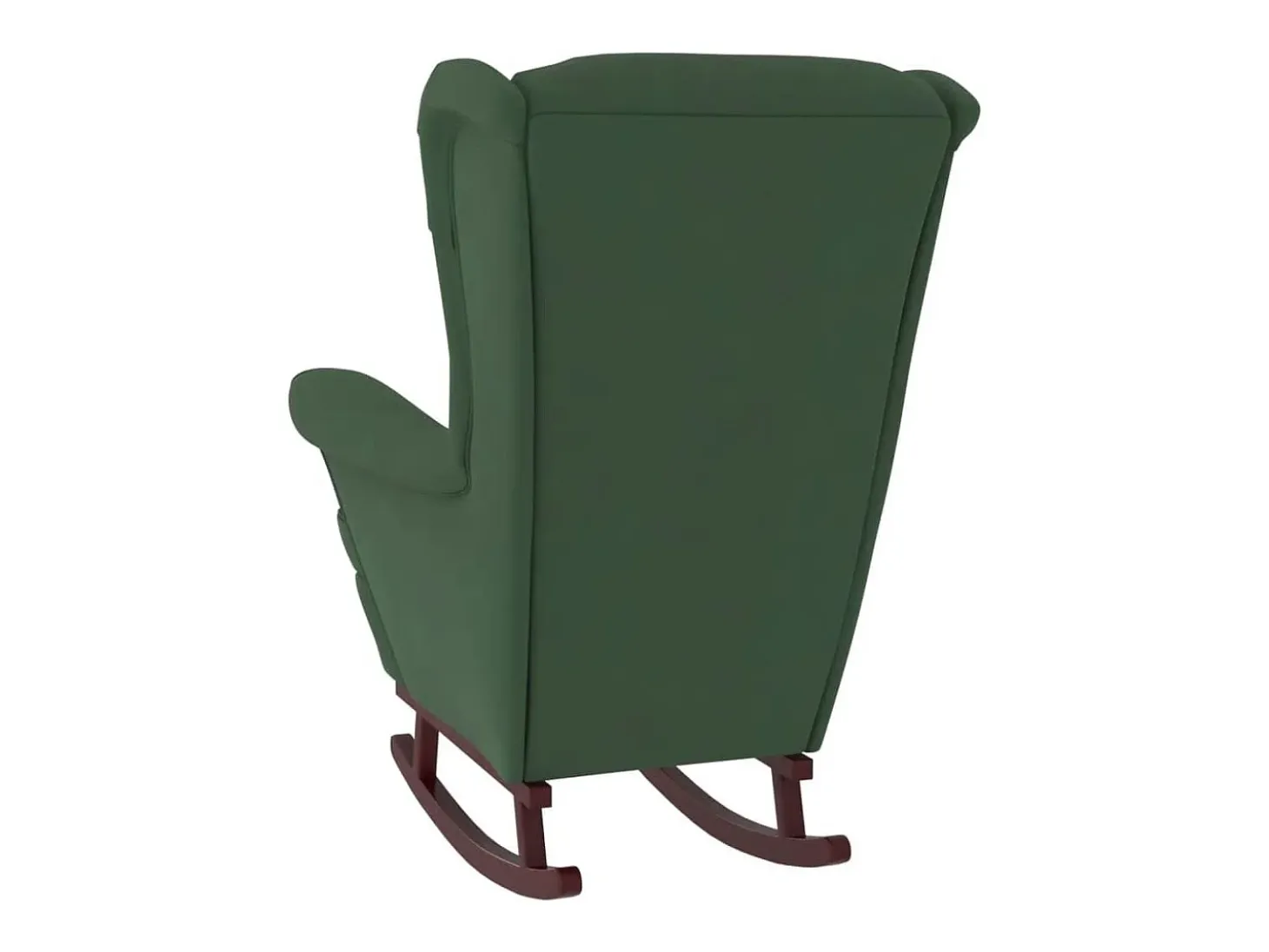 Mecedora con patas de madera y taburete Verde oscuro