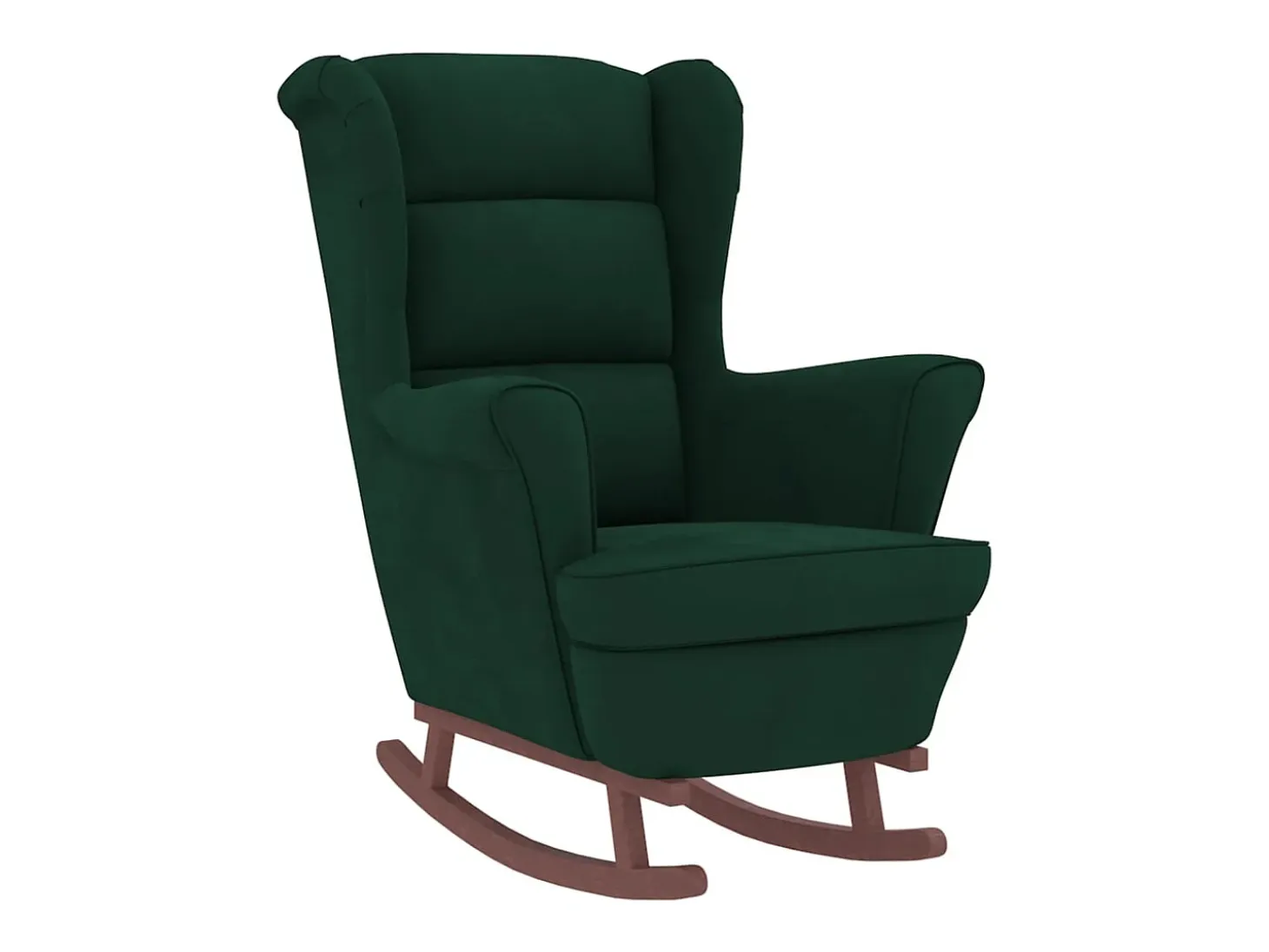 Mecedora con patas de madera y taburete Verde oscuro
