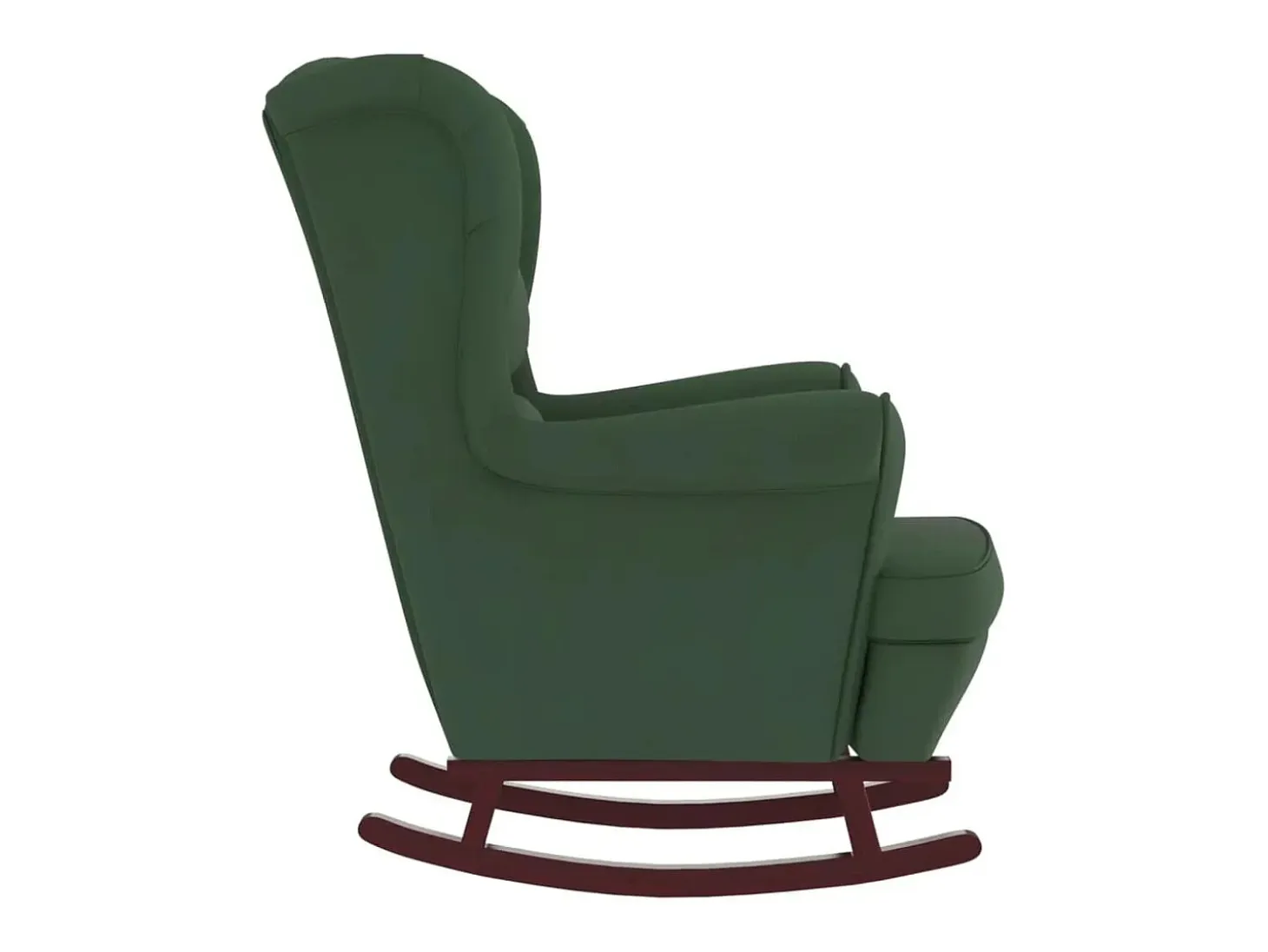Mecedora con patas de madera y taburete Verde oscuro