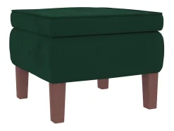 Mecedora con patas de madera y taburete Verde oscuro