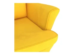 Mecedora con patas de madera y taburete Terciopelo Amarillo