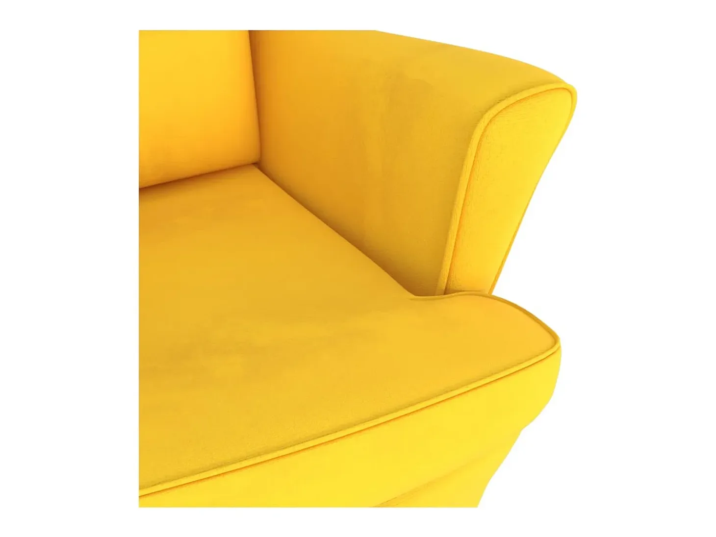 Mecedora con patas de madera y taburete Terciopelo Amarillo