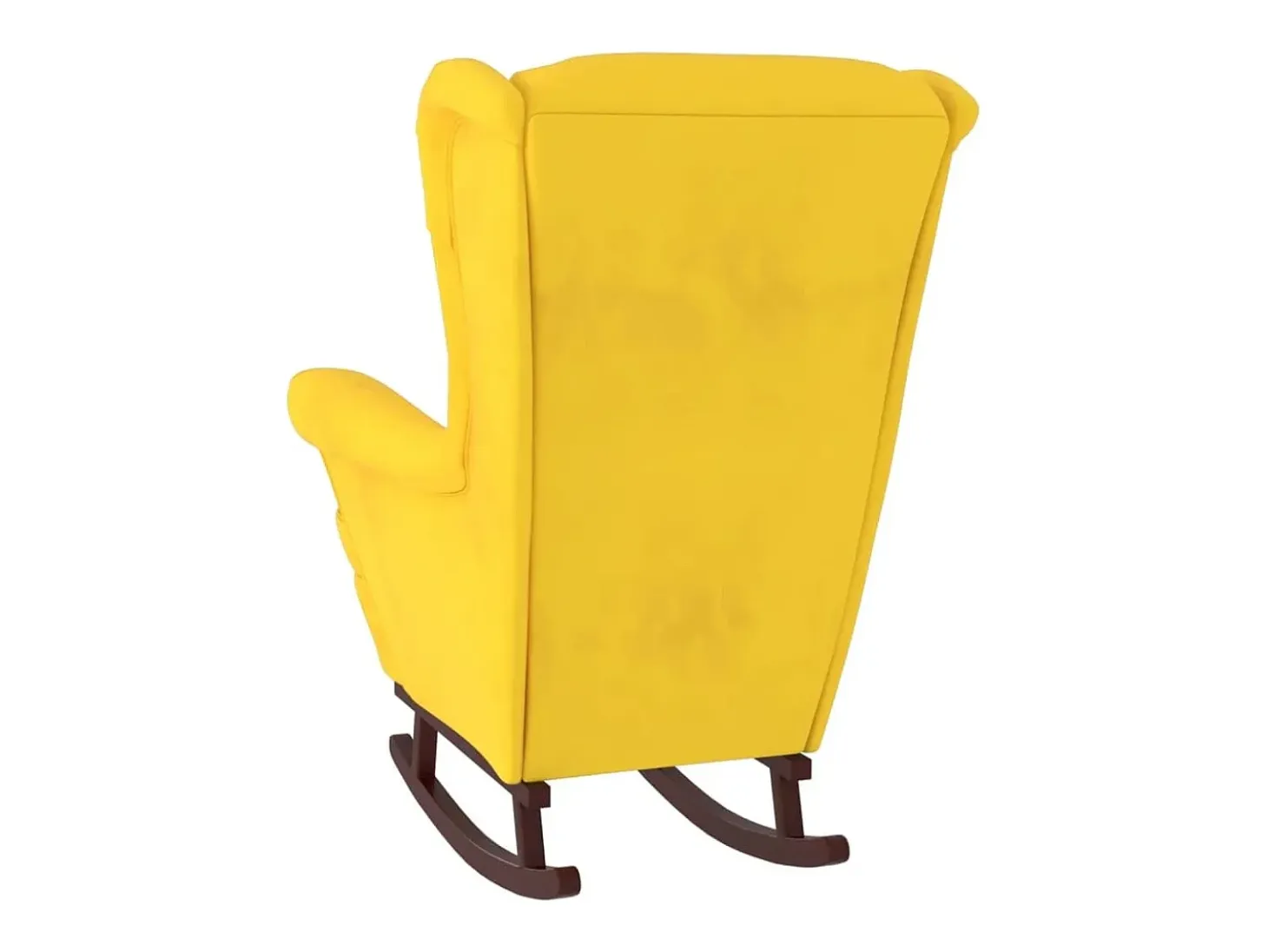 Mecedora con patas de madera y taburete Terciopelo Amarillo