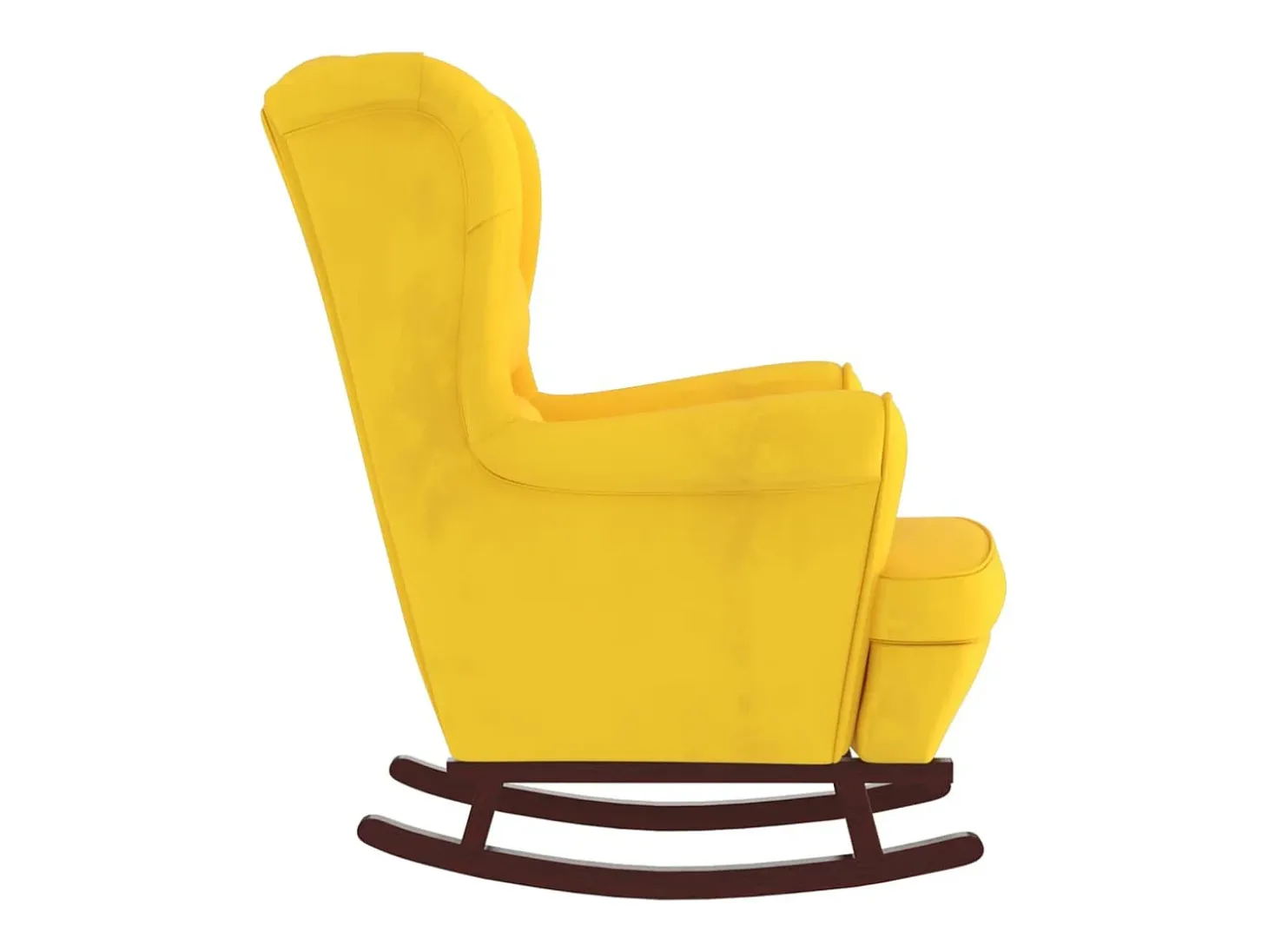 Mecedora con patas de madera y taburete Terciopelo Amarillo