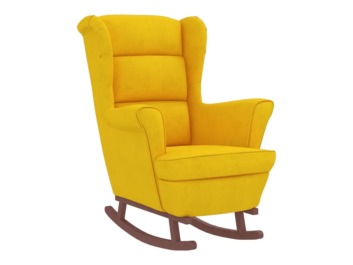 Mecedora con patas de madera y taburete Terciopelo Amarillo