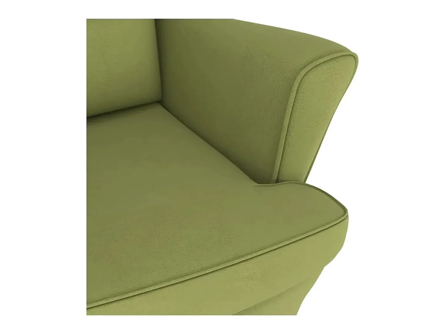 Mecedora con patas de madera y taburete Verde claro