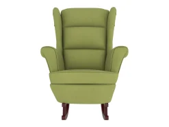 Mecedora con patas de madera y taburete Verde claro
