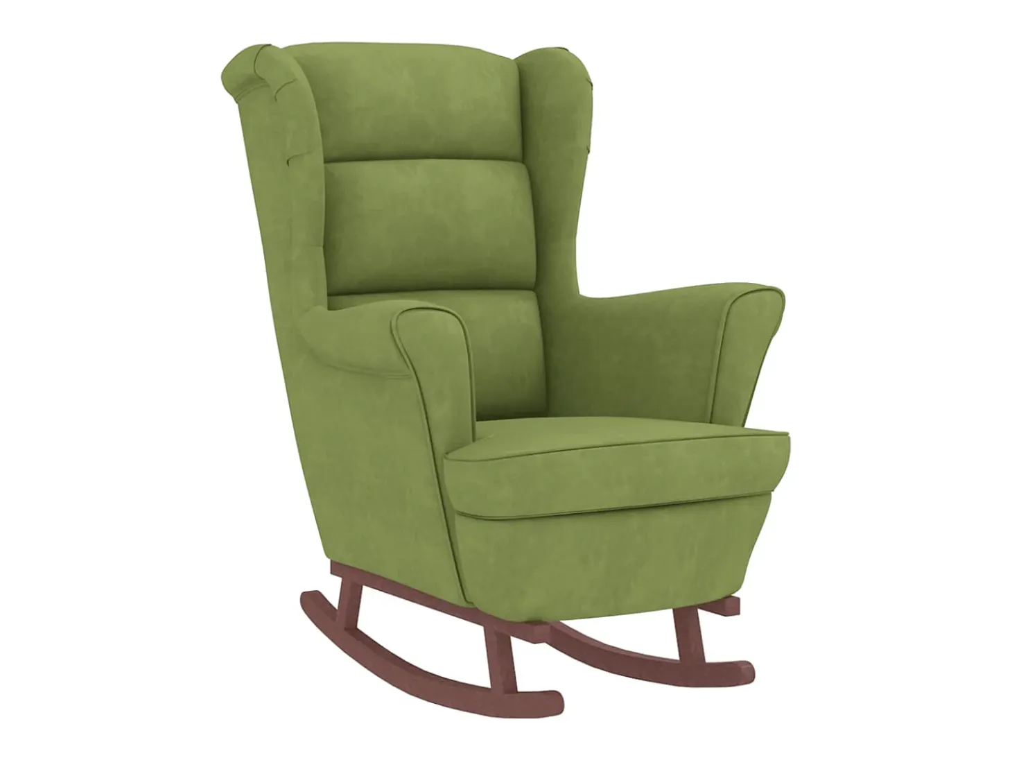 Mecedora con patas de madera y taburete Verde claro