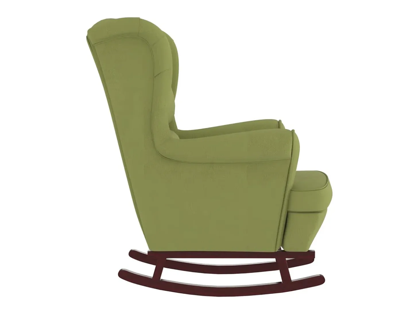 Mecedora con patas de madera y taburete Verde claro