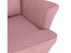 Mecedora con patas de madera y taburete Terciopelo Rosa