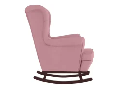 Mecedora con patas de madera y taburete Terciopelo Rosa