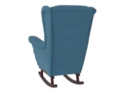 Mecedora con patas de madera maciza de caucho en terciopelo azul