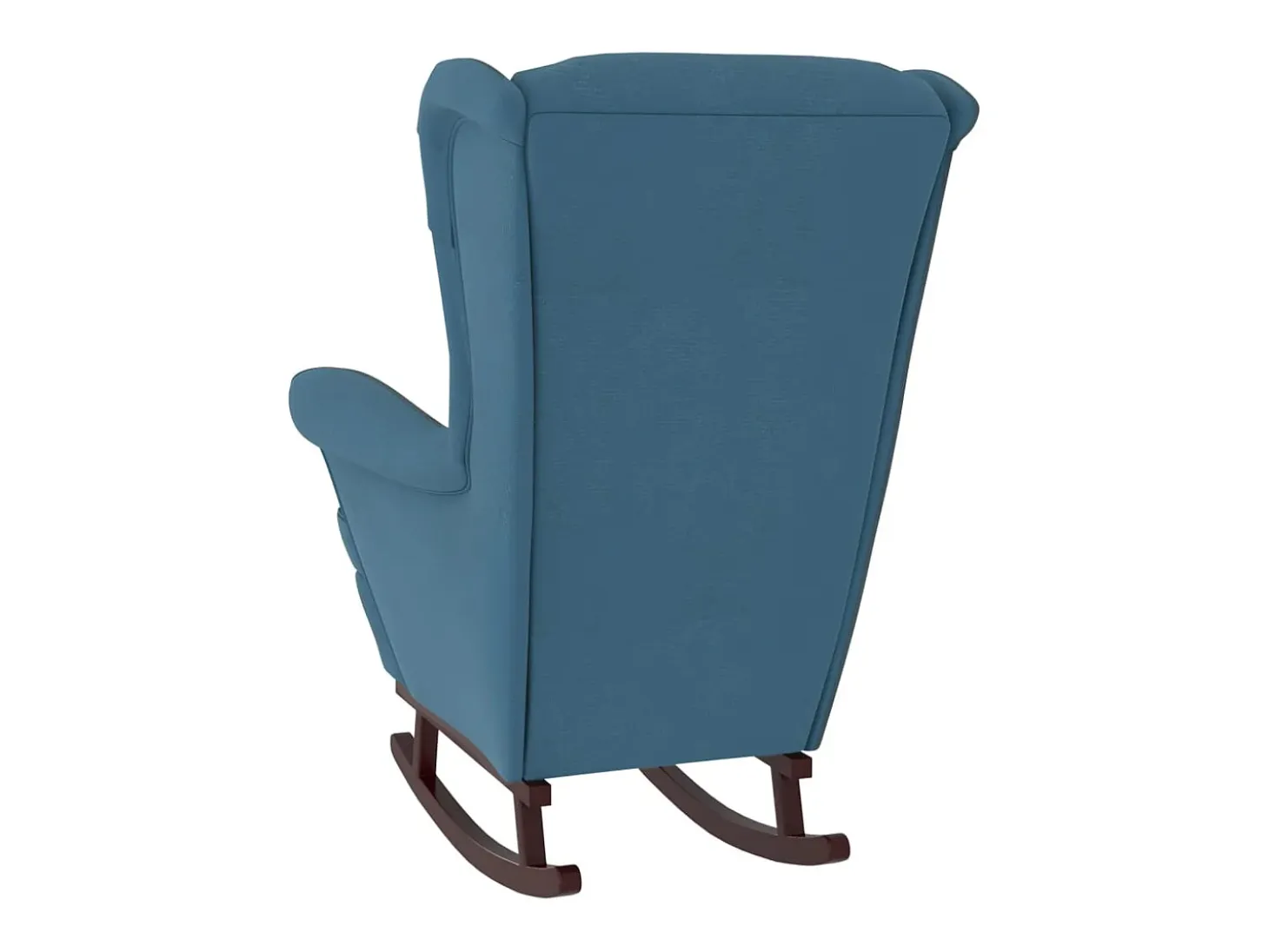 Mecedora con patas de madera maciza de caucho en terciopelo azul