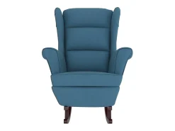 Mecedora con patas de madera maciza de caucho en terciopelo azul