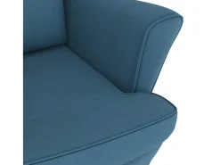 Mecedora con patas de madera maciza de caucho en terciopelo azul