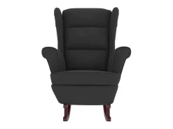Mecedora con patas de madera y taburete Terciopelo Negro