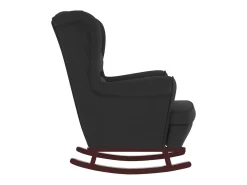 Mecedora con patas de madera y taburete Terciopelo Negro