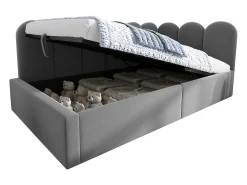 Mecedora con puf, sillón relax con cojín, efecto terciopelo, sillón esquinero con patas de madera, para dormitorio y salón, color crema (66x96x101 cm)