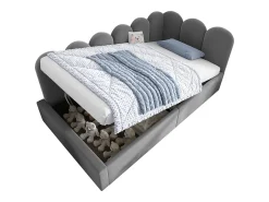 Mecedora con puf, sillón relax con cojín, efecto terciopelo, sillón esquinero con patas de madera, para dormitorio y salón, color crema (66x96x101 cm)