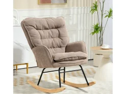 Mecedora, con reposabrazos, en tejido chenilla, hasta 120 kg, marrón (71x98,5x97 cm)
