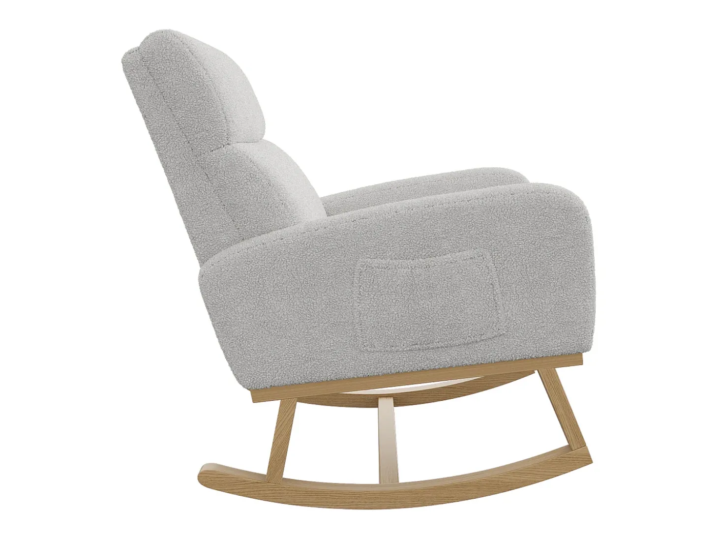Mecedora con reposabrazos y respaldo inclinado - Patas de madera maciza - Gris claro