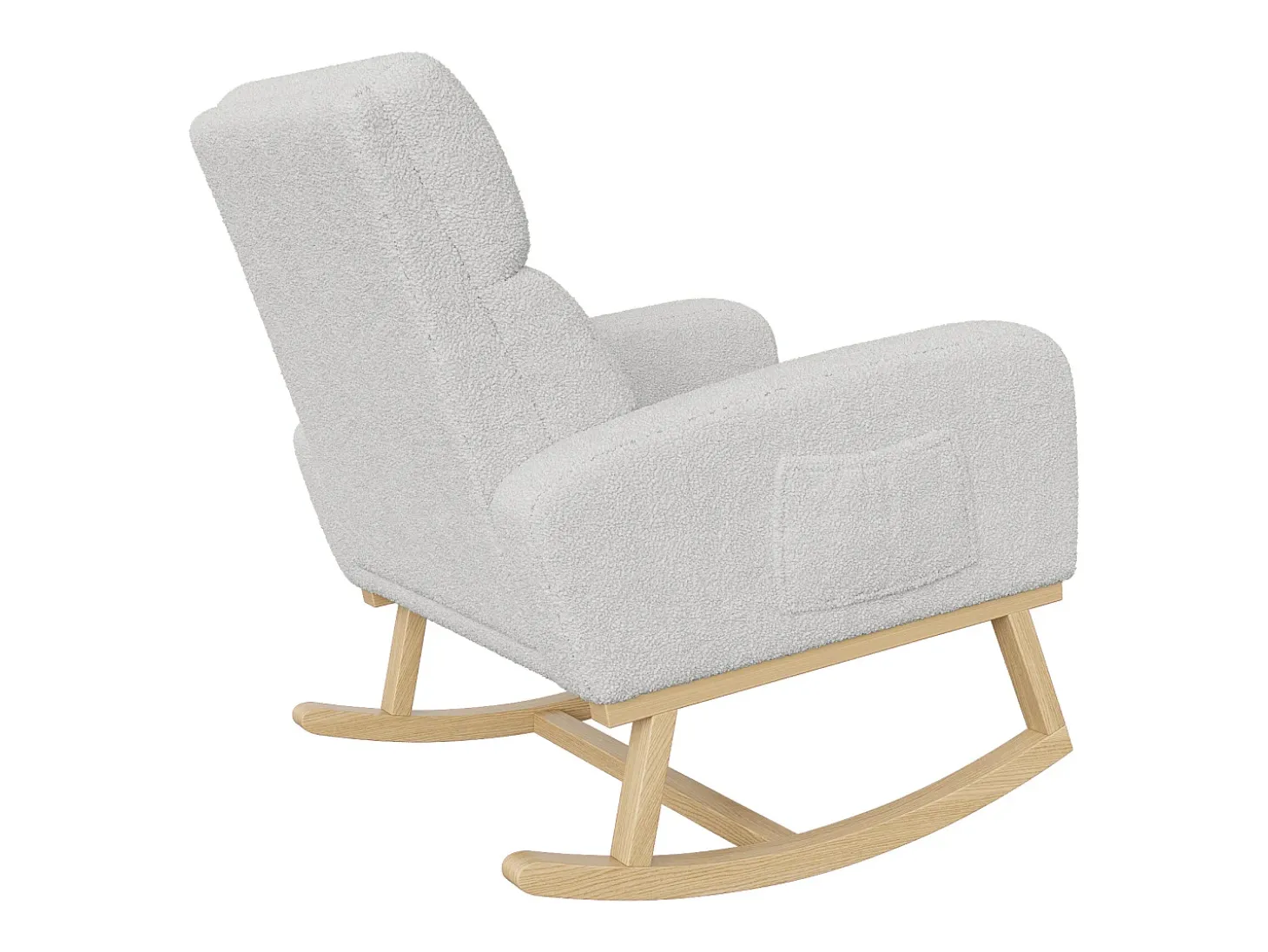 Mecedora con reposabrazos y respaldo inclinado - Patas de madera maciza - Gris claro