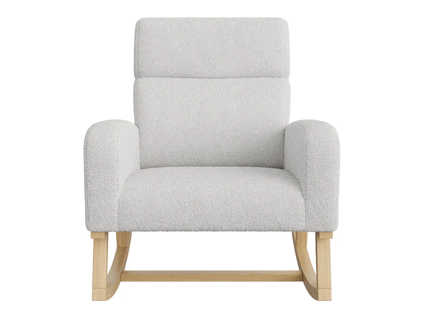 Mecedora con reposabrazos y respaldo inclinado - Patas de madera maciza - Gris claro