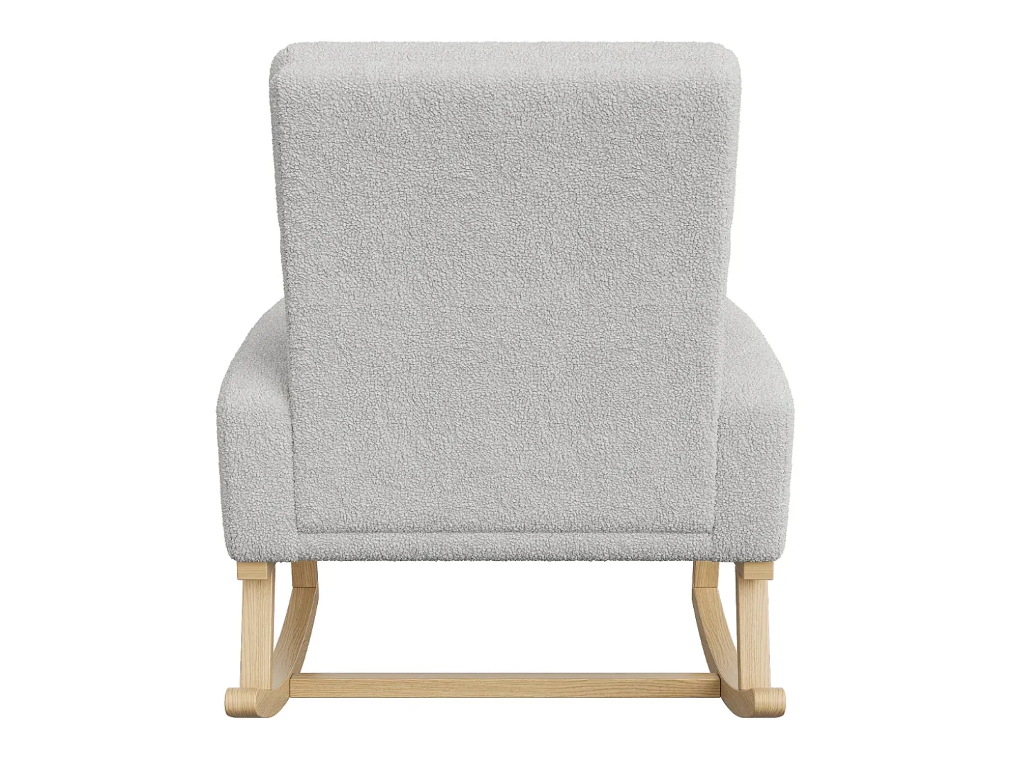 Mecedora con reposabrazos y respaldo inclinado - Patas de madera maciza - Gris claro