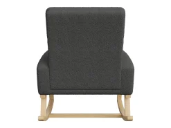 Mecedora con reposabrazos y respaldo, patas de madera, lana de cordero, gris oscuro