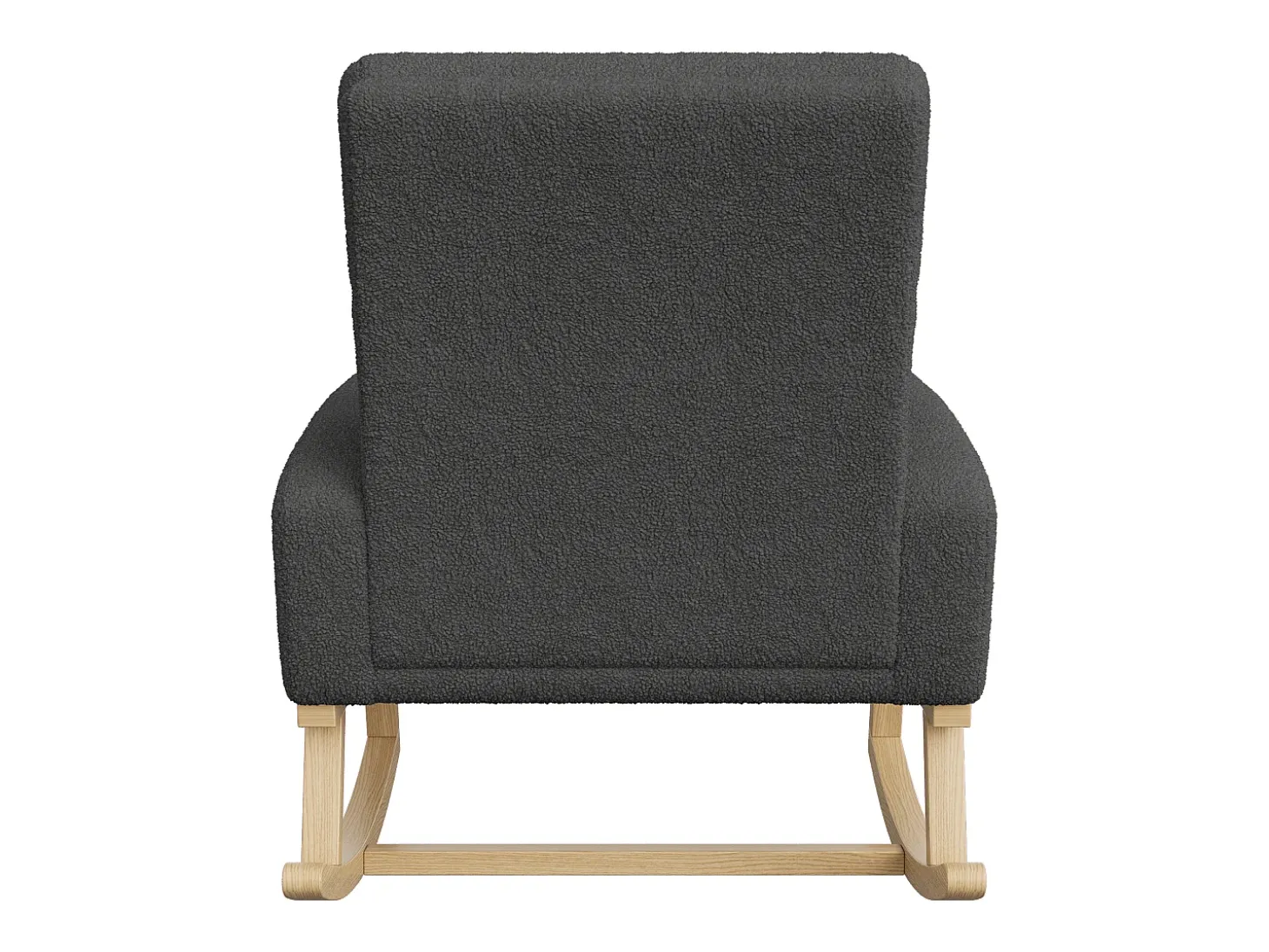 Mecedora con reposabrazos y respaldo, patas de madera, lana de cordero, gris oscuro