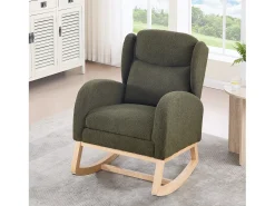 Mecedora con reposapiés ajustable, diseño ergonómico, tela peluche, verde (122,5x70x104cm)