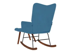 Mecedora con reposapiés de terciopelo azul