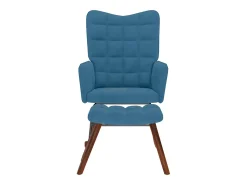 Mecedora con reposapiés de terciopelo azul