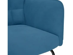 Mecedora con reposapiés de terciopelo azul