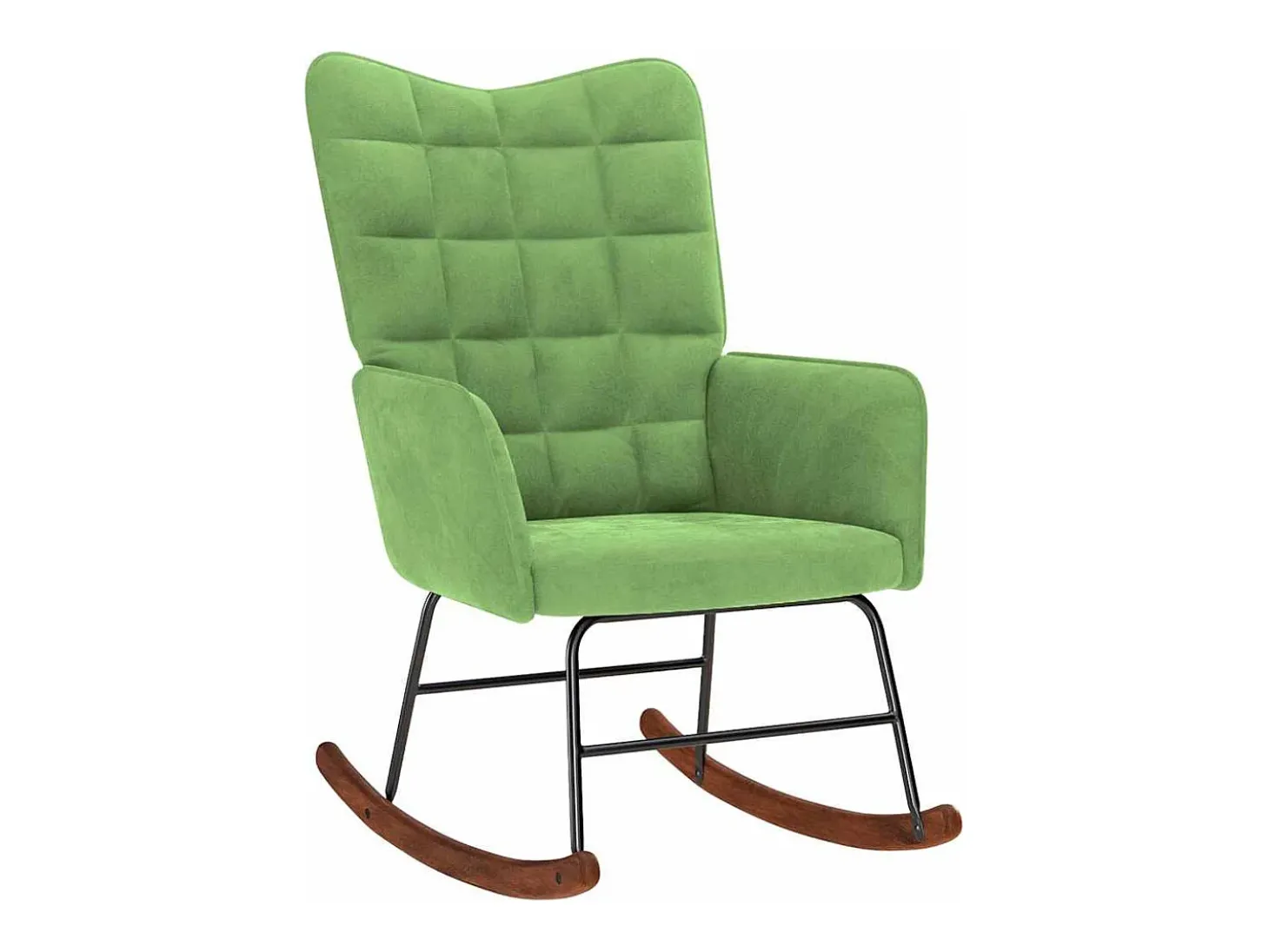 Mecedora con reposapiés de terciopelo verde claro
