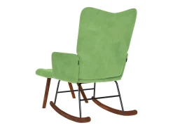 Mecedora con reposapiés de terciopelo verde claro