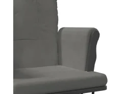 Mecedora con reposapiés Tela gris oscuro