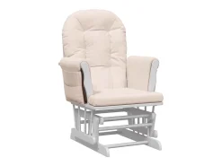 Mecedora con reposapiés Tela rosa claro