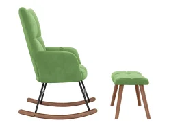 Mecedora con reposapiés Terciopelo verde claro