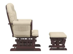 Mecedora con reposapiés Tejido blanco crema