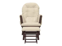 Mecedora con reposapiés Tejido blanco crema