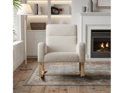 Mecedora con respaldo - bolsillos laterales - forro polar suave - Beige