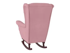 Mecedora con respaldo alto de terciopelo rosa y madera maciza